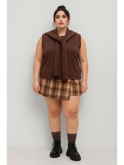 Cider - Wool-blend Knotted Vest Curve & Plus