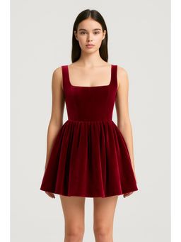 Cider - Velvet Ruffle Mini Cami Dress