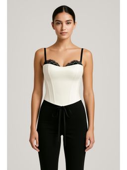 Cider - Satin Lace Up Cropped Top