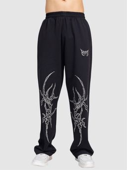 HYPD - Charcoal Grunge Straight Fit Full Print Gym Workout and Sports Track Pant