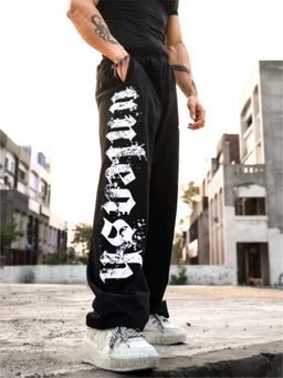 HYPD - Black Unleash Straight Fit Full Print Gym Workout and Sports Track Pant