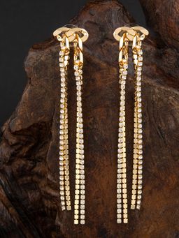 E2O - Gold Plated Multi Layered Stone Crafted Contemporary Drop Earring