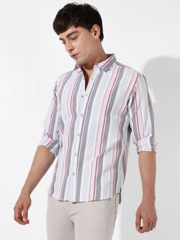 Campus Sutra - Mens Multi Track Striped Button Up Multi Color Shirt