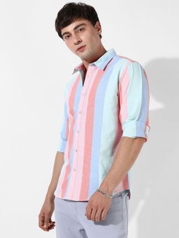Campus Sutra - Mens Roman Striped Multi Color Shirt