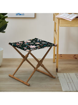 Chumbak - Bistro Foldable Stool Bohemian Palampore Black
