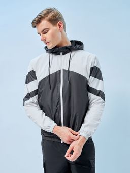 Bewakoof - Air 1.0 Men's Black & White Color Block Windcheater Jacket