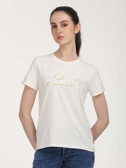 Levi's - Women White Solid Crew Neck T-Shirt