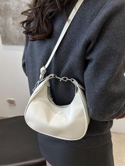 Styli - Women Handled Lock Detail Baguette Sling Bag