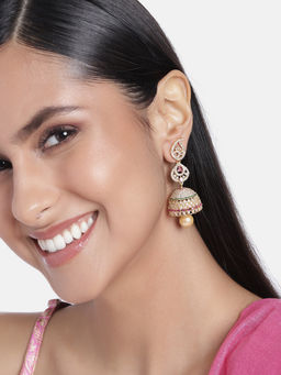 Estele - Gold Plated CZ Fascinating Designer Earrings with Pearl for Women