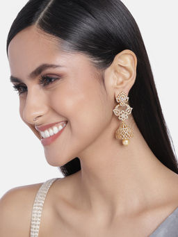 Estele - Gold Plated CZ Fascinating Designer Earrings with Pearl for Women