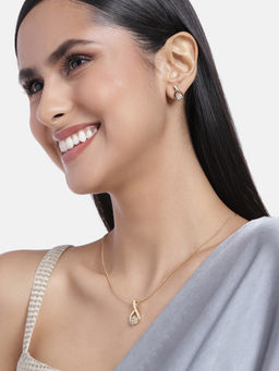 Estele - Gold Plated CZ Jasmine Flower Designer Necklace Set for Women