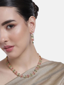 Estele - Gold Plated CZ Gorgeous Designer Necklace Set for Women