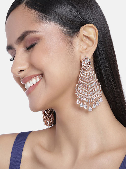 Estele Rose Gold Plated CZ Fascinating Earrings for Women