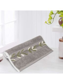 Lush & Beyond - Grey Cotton 500 GSM Embroidered Hand Towel