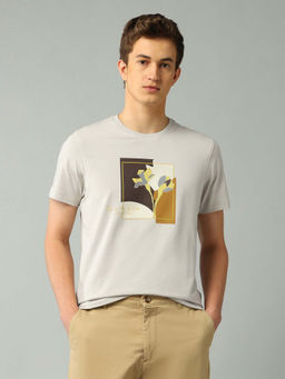 Arrow Newyork - Men Graphic Grey Half Sleeves Round Neck T-Shirt