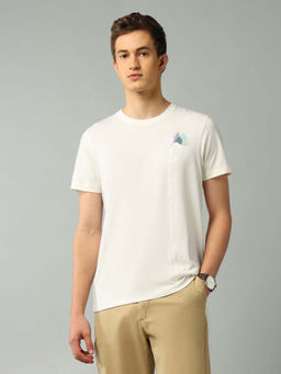 Arrow Newyork - Men White Graphic Half Sleeves Round Neck T-Shirt