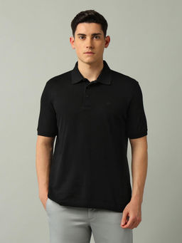 Arrow - Men Solid Black Half Sleeves Collar Neck Polo T-Shirt