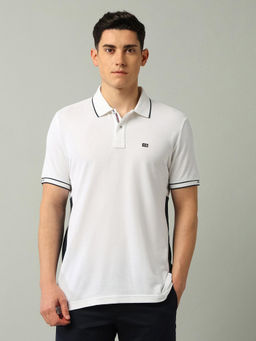 Arrow Sports - Men Solid White Half Sleeves Collar Neck Polo T-Shirt