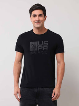 U.S. Polo Assn. Denim Co. - Men Graphic Black Half Sleeves Round Neck T-Shirt