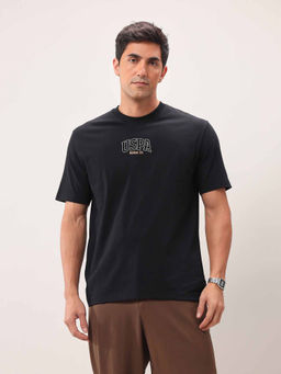 U.S. Polo Assn. Denim Co. - Men Black Half Sleeves Round Neck T-Shirt