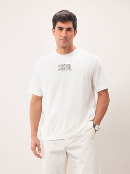 U.S. Polo Assn. Denim Co. - Men White Half Sleeves Round Neck T-Shirt