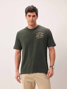 U.S. Polo Assn. Denim Co. - Men Graphic Green Half Sleeves Round Neck T-Shirt