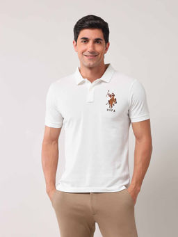 U.S. POLO ASSN. - Men Graphic White Half Sleeves Polo T-Shirt
