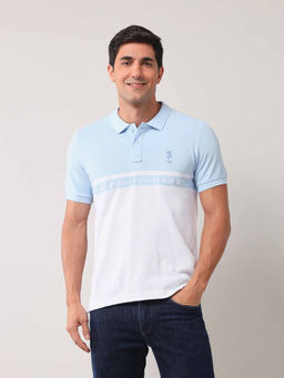 U.S. POLO ASSN. - Men Colorblock Blue Half Sleeves Polo T-Shirt