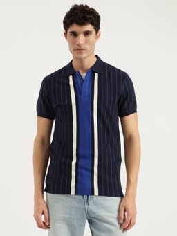 United Colors of Benetton - Men Blue Stripes Polo T-Shirt