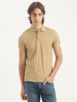 United Colors of Benetton - Men Beige Textured Polo T-Shirt