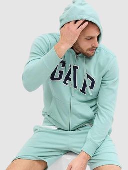 GAP - Men Green Embroidered Hoodie