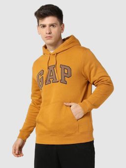 GAP - Men Orange Embroidered Hoodie