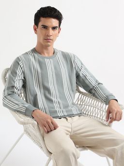 Arrow Sports - Men Green Stripes Sweatshirt