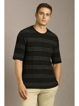 Louis Philippe - Men Black Stripes T-Shirt