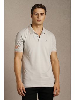 Louis Philippe - Men Grey Solid Polo T-Shirt