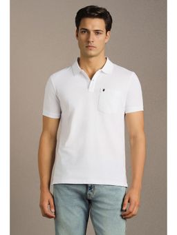 Louis Philippe - Men White Solid Polo T-Shirt