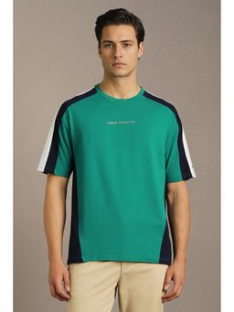 Louis Philippe - Men Green Self Design T-Shirt