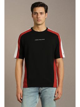 Louis Philippe - Men Black Colorblock T-Shirt