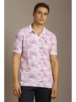 Louis Philippe - Men Pink Printed Polo T-Shirt