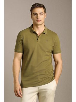 Louis Philippe - Men Olive Solid Polo T-Shirt
