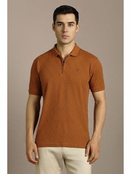 Louis Philippe - Men Brown Textured Polo T-Shirt