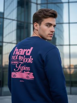 Obaan - Men Blue Graphic Sweatshirt