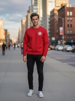 Obaan - Men Red Graphic Sweatshirt