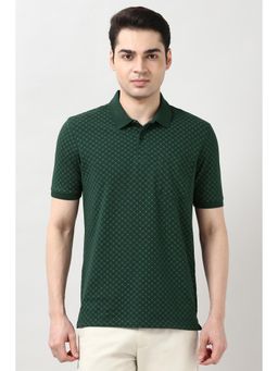 Peter England - Men Green Printed Polo T-Shirt
