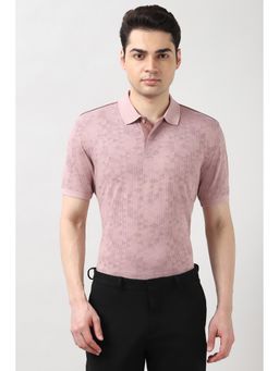 Peter England - Men Pink Printed Polo T-Shirt