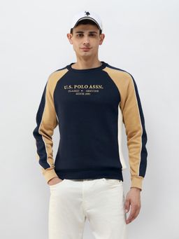 U.S. POLO ASSN. - Men Blue Colorblock Sweatshirt