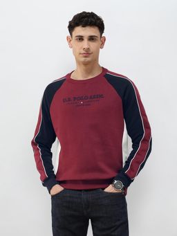 U.S. POLO ASSN. - Men Red Colorblock Sweatshirt