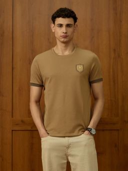 U.S. POLO ASSN. - Men Mustard Textured T-Shirt