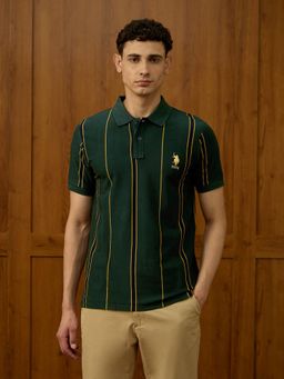 U.S. POLO ASSN. - Men Green Stripes Polo T-Shirt