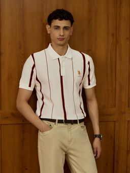 U.S. POLO ASSN. - Men White Stripes Polo T-Shirt